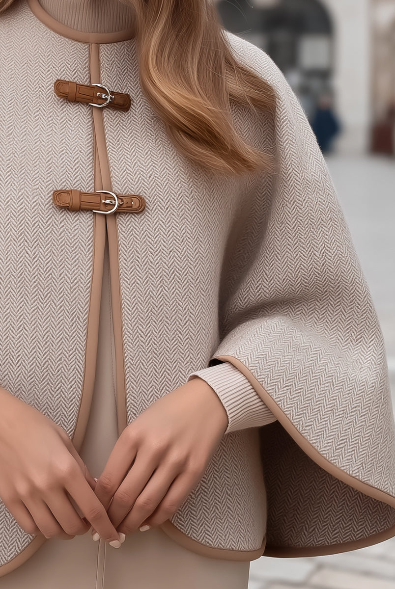 Elena | Cape Jacket with Herringbone Buckle - Lumina Vancouver - Lumina Vancouver