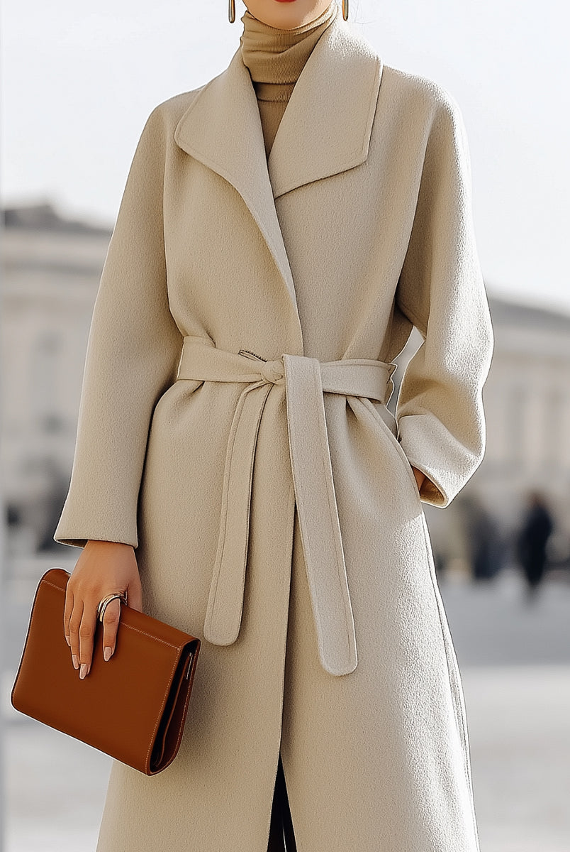 Elena | Wrap Coat with Self-Tie Belt - Lumina Vancouver - Lumina Vancouver