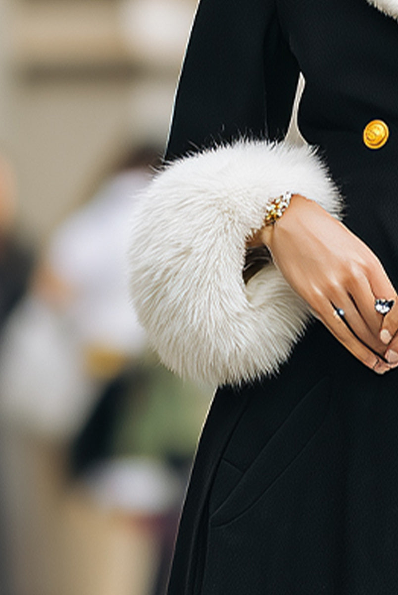 Aurora | Longline Coat with White Faux Fur Trim - Lumina Vancouver - Lumina Vancouver