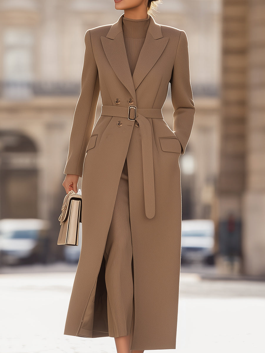 Isabelle | Belted Long Camel Wrap Coat - Lumina Vancouver - Lumina Vancouver
