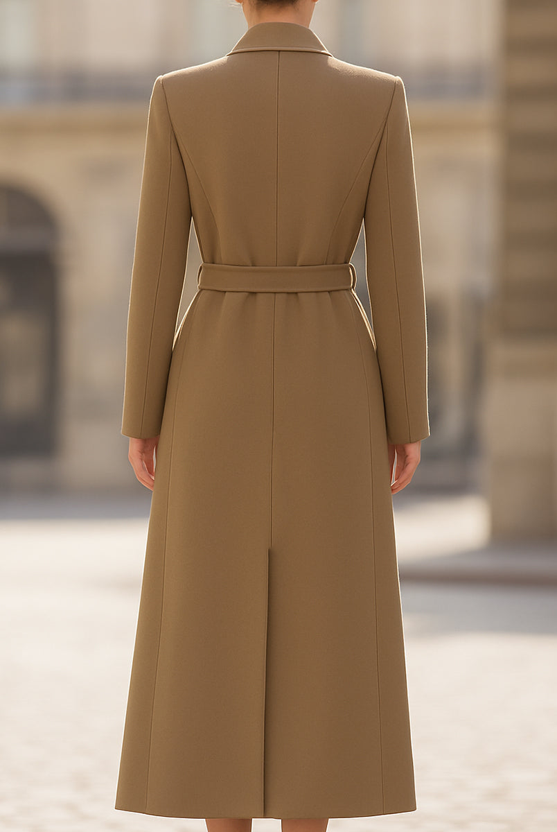 Isabelle | Belted Long Camel Wrap Coat - Lumina Vancouver - Lumina Vancouver