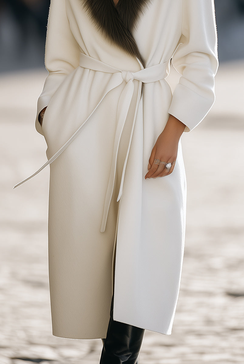 Elena | Wool Coat with Fur Collar and Belt - Lumina Vancouver - Lumina Vancouver