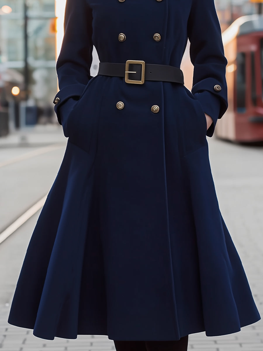 Elena | Double-Breasted Belted Midi Coat with Faux Fur Collar - Lumina Vancouver - Lumina Vancouver