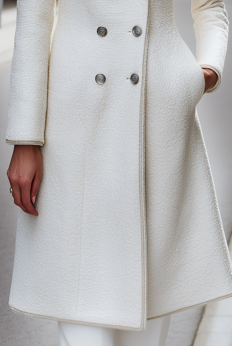 Elena | Double-Breasted Textured Wool-Blend Coat - Lumina Vancouver - Lumina Vancouver