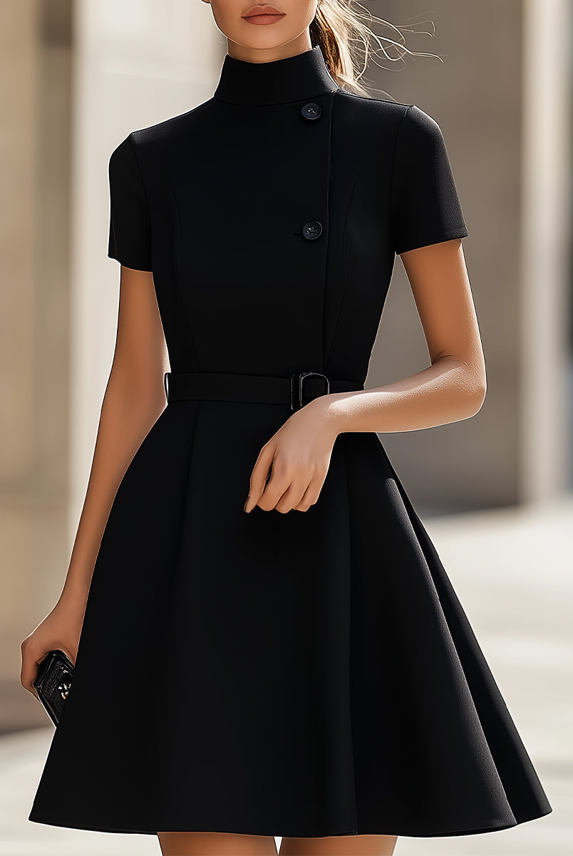 Isabelle | High Neck Belted Dress - Lumina Vancouver - Lumina Vancouver