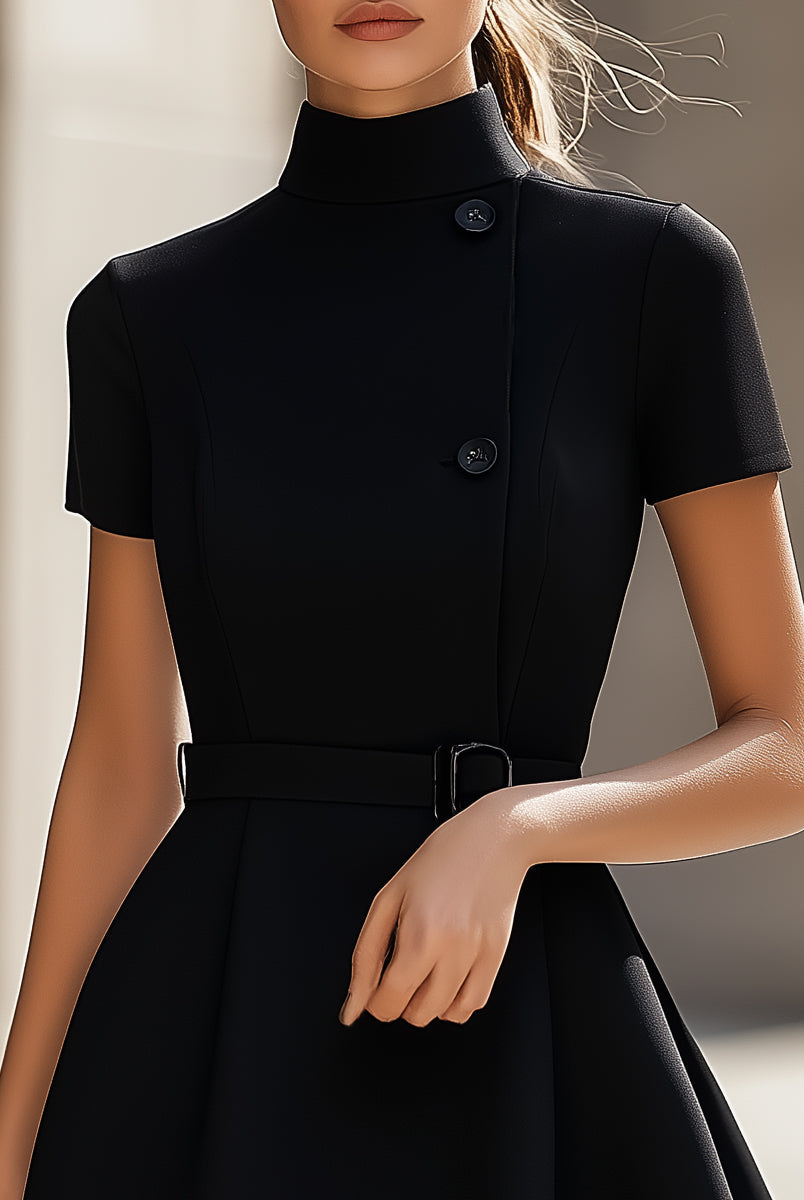 Isabelle | High Neck Belted Dress - Lumina Vancouver - Lumina Vancouver