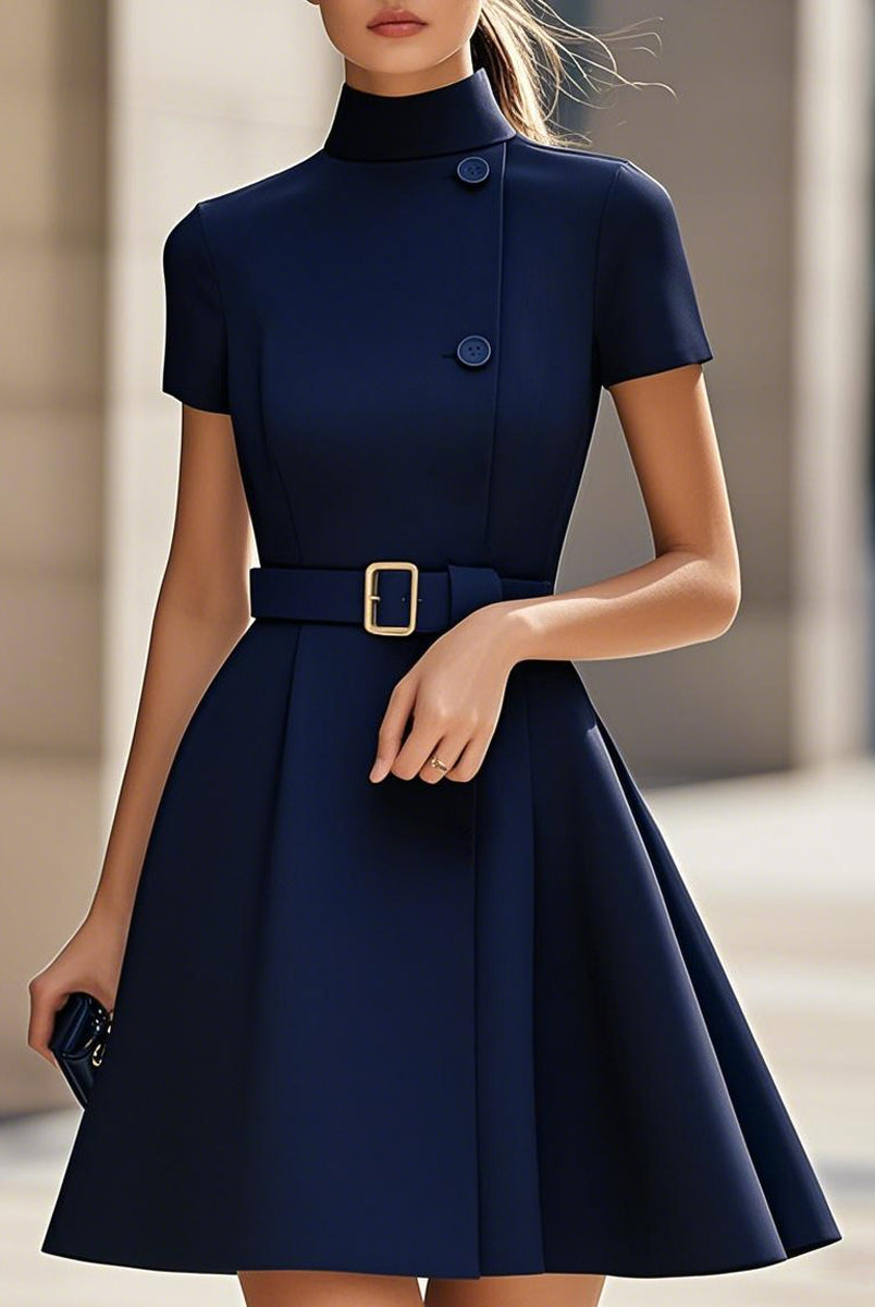 Isabelle | High Neck Belted Dress - Lumina Vancouver - Lumina Vancouver