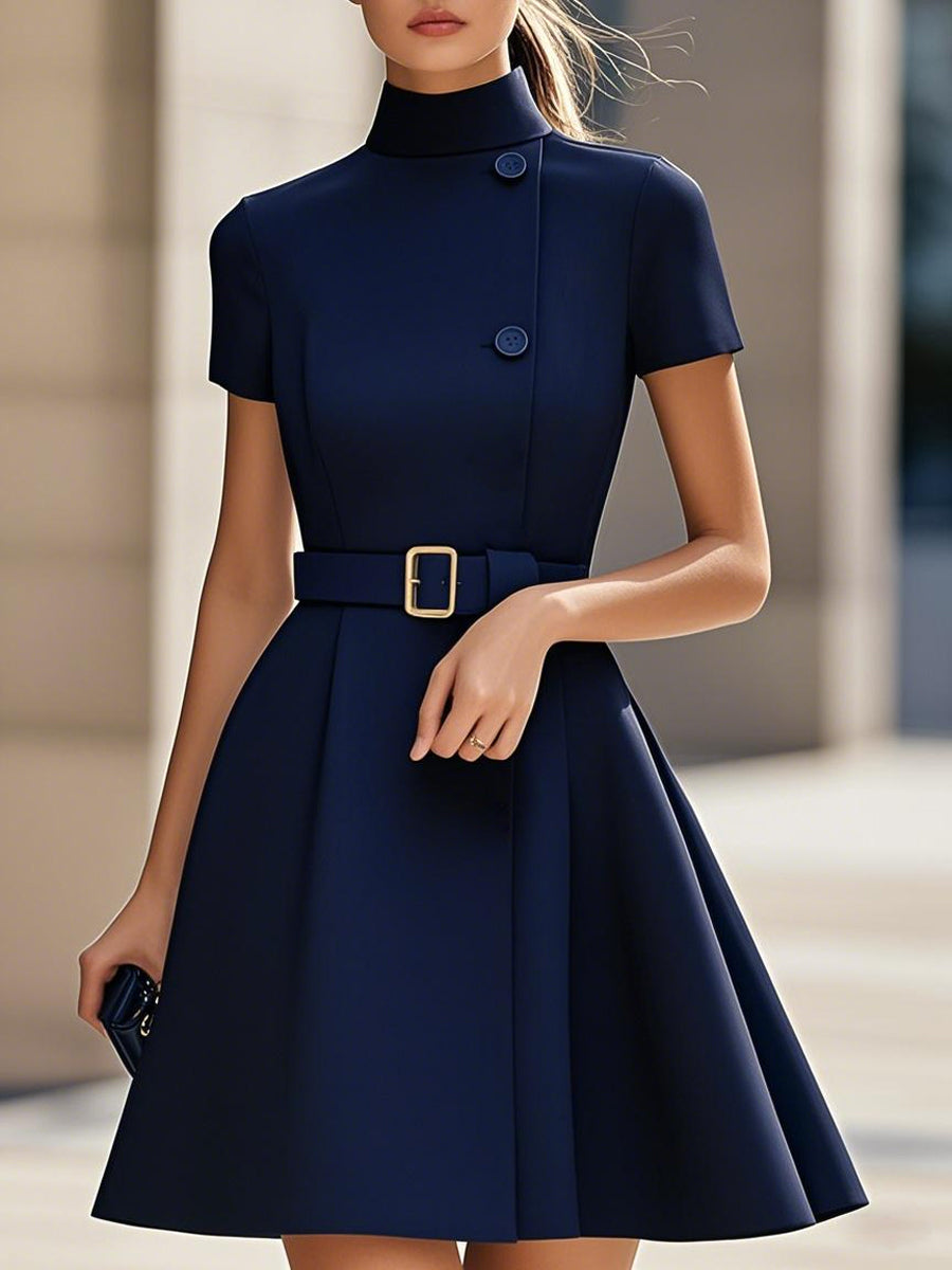 Isabelle | High Neck Belted Dress - Lumina Vancouver - Lumina Vancouver