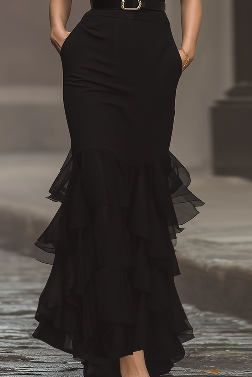 Luna | Sleeveless Black Belted Maxi Dress - Lumina Vancouver - Lumina Vancouver