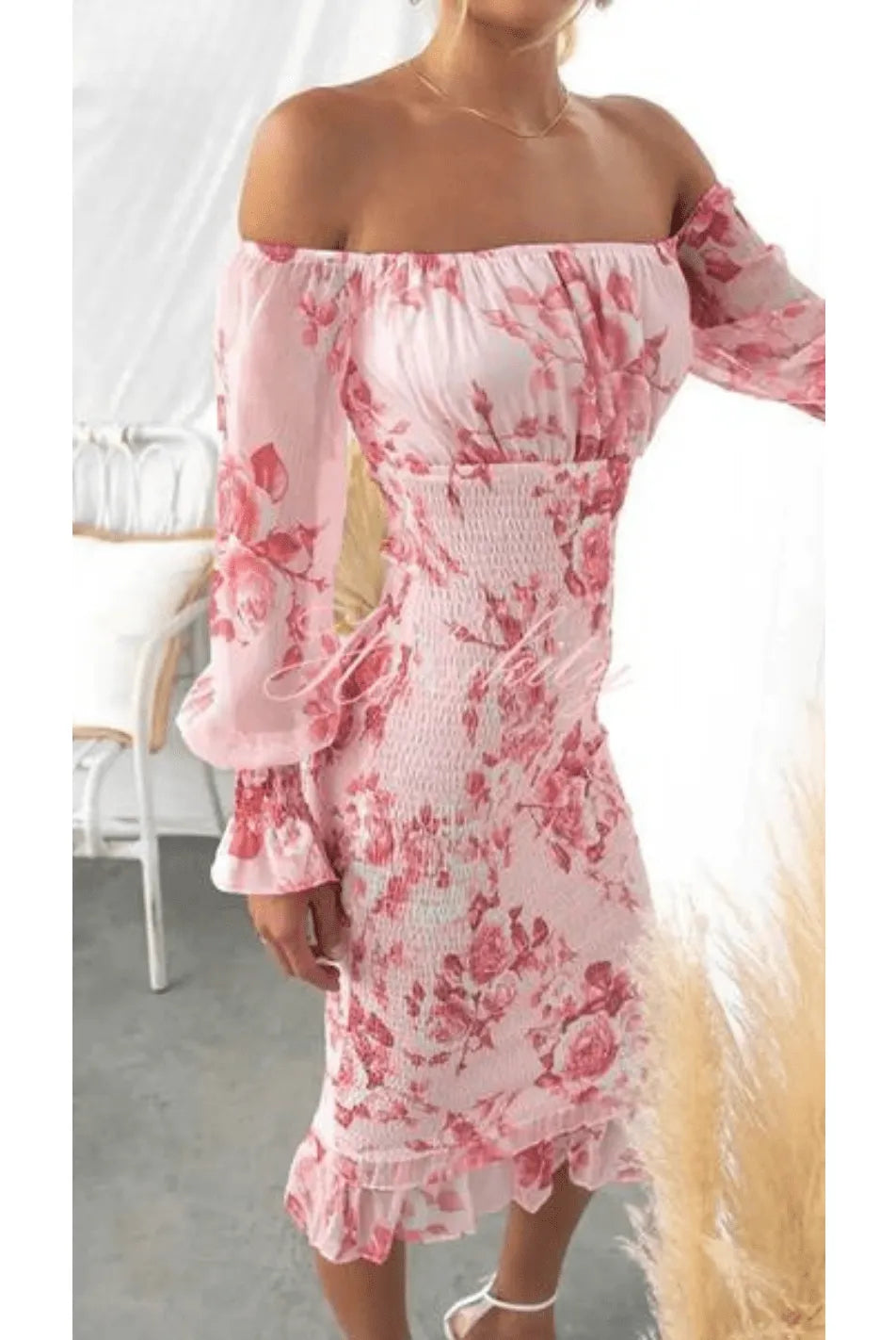 Dahlia - Stunning Off Shoulder Midi Dress