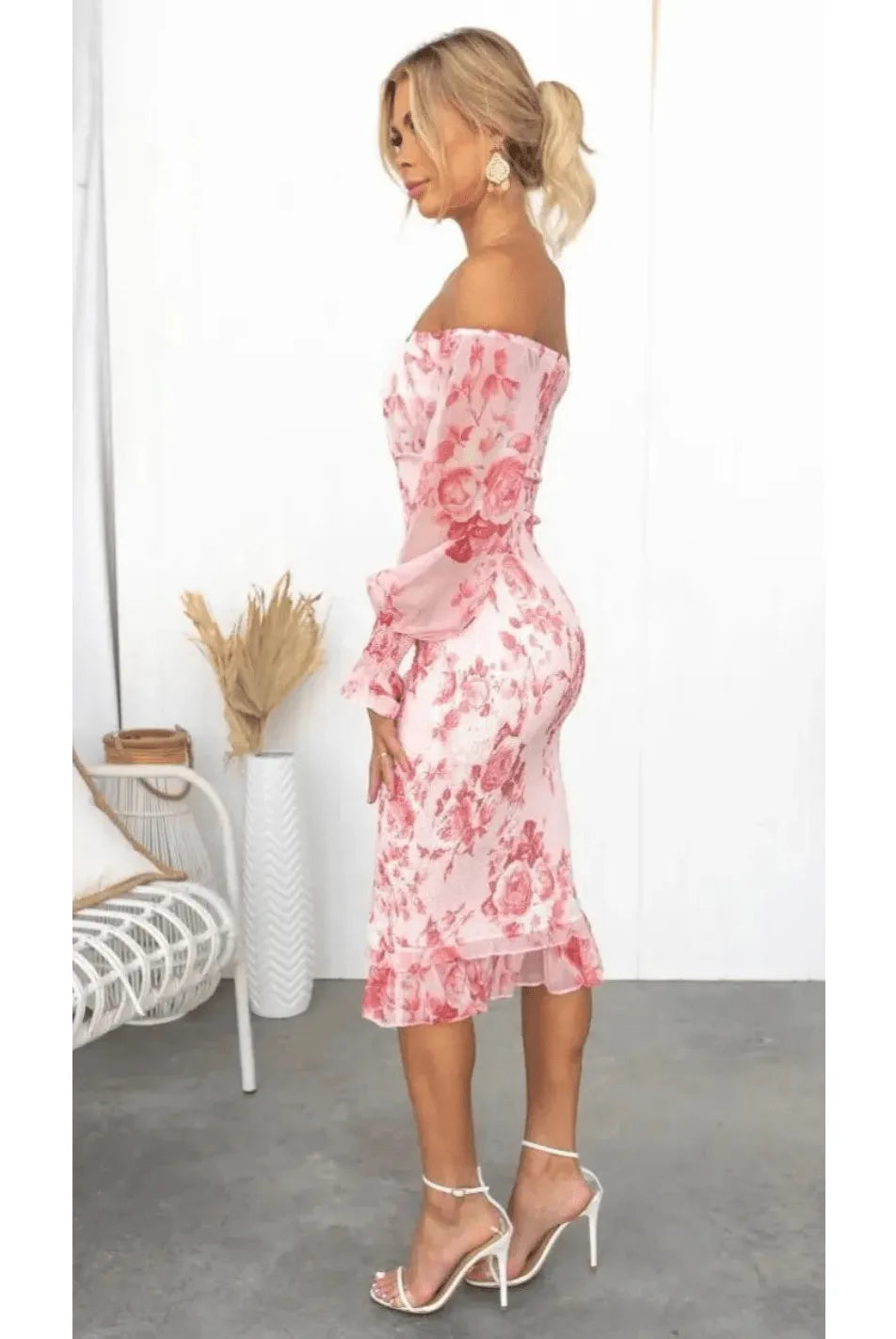 Dahlia - Stunning Off Shoulder Midi Dress