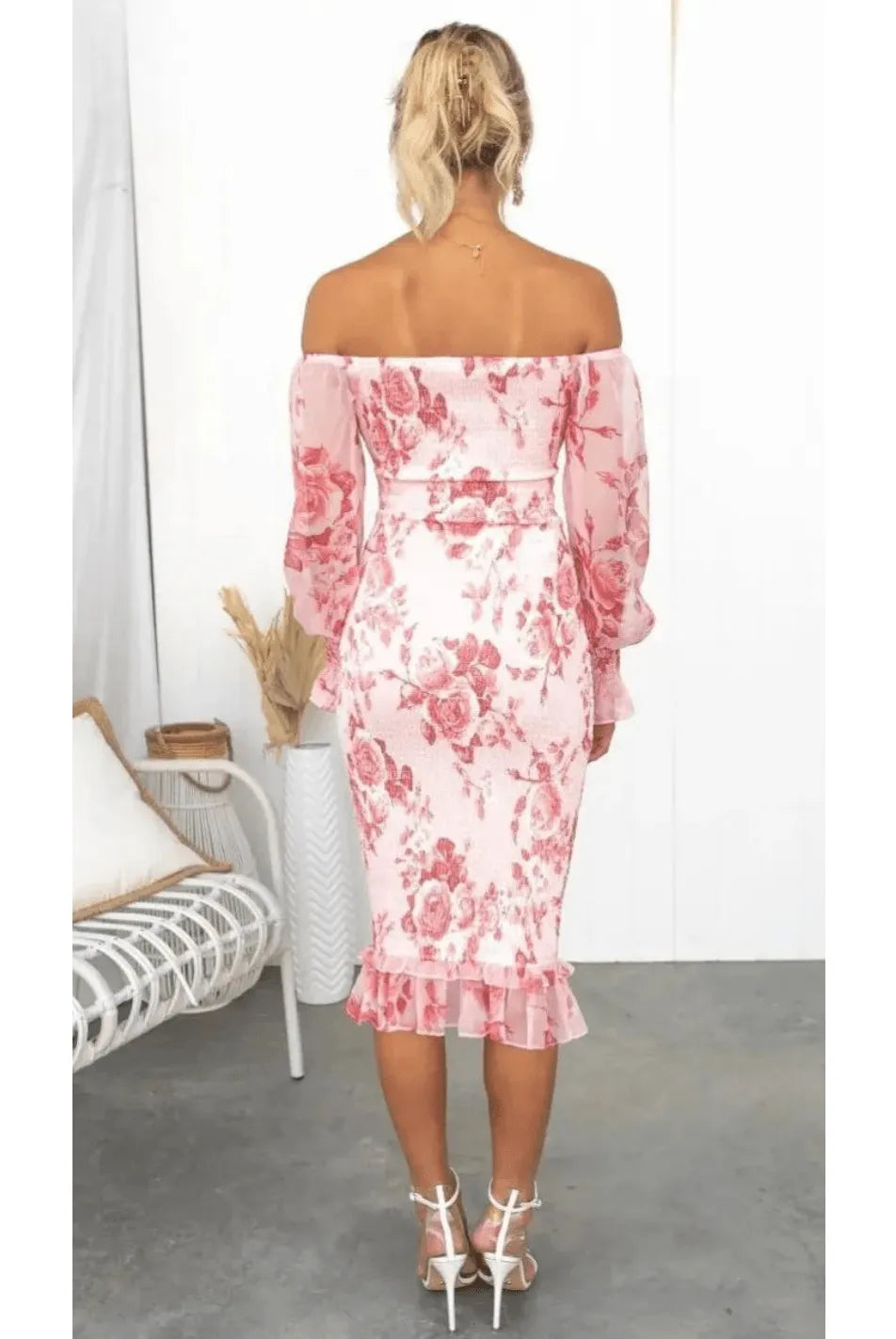 Dahlia - Stunning Off Shoulder Midi Dress