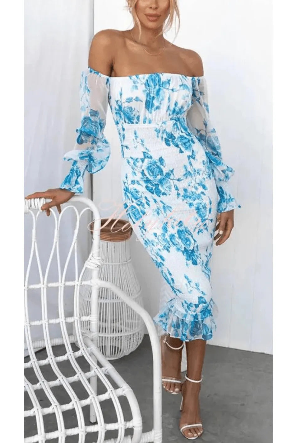 Dahlia - Stunning Off Shoulder Midi Dress