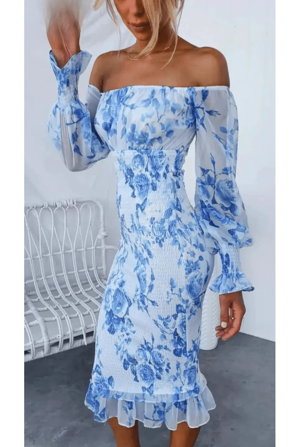 Dahlia - Stunning Off Shoulder Midi Dress