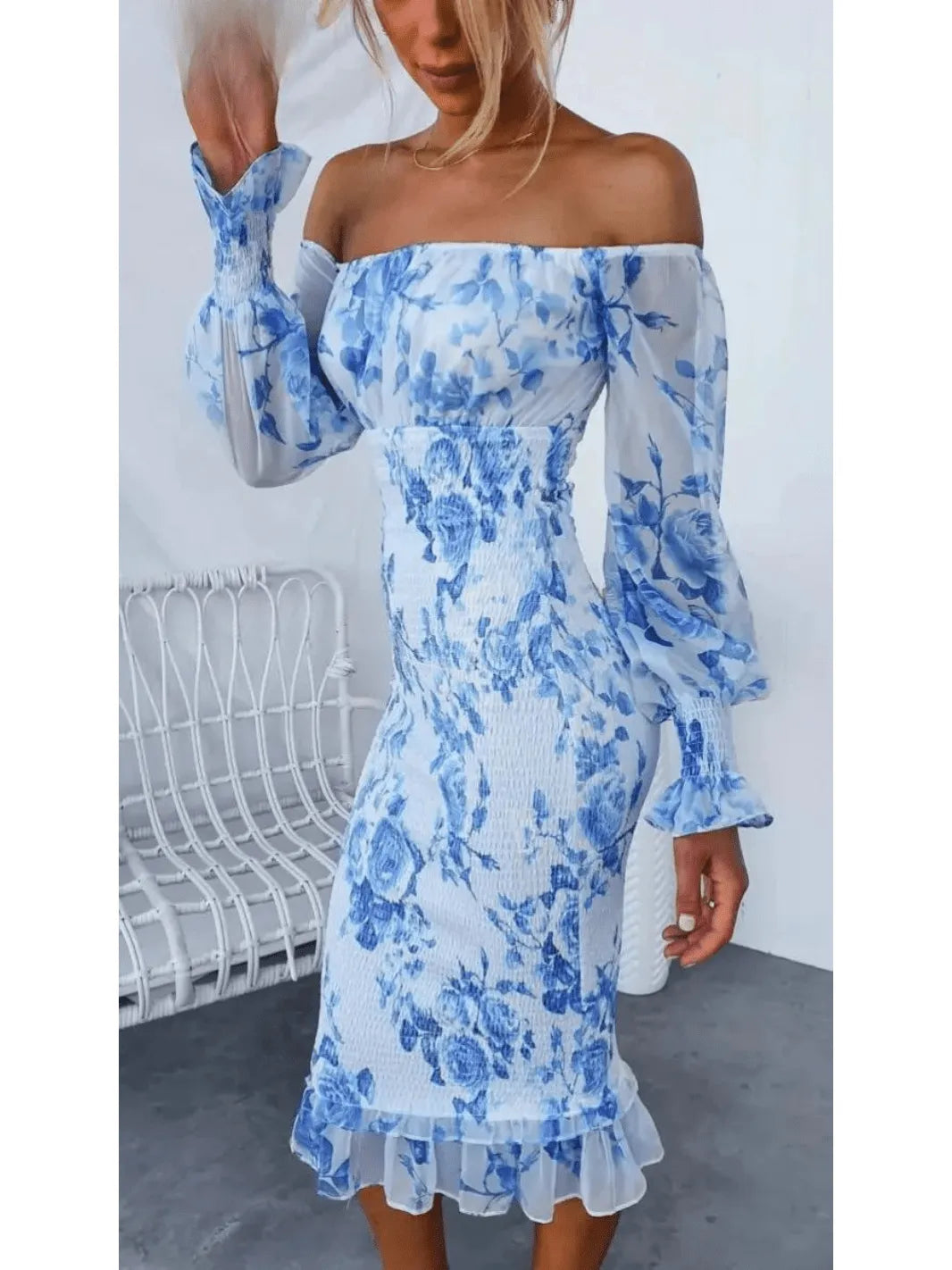 Dahlia - Stunning Off Shoulder Midi Dress