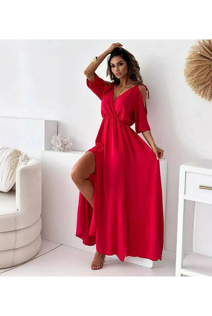 Billie - Trendy Slit Skirt V-Neck Maxi Dress