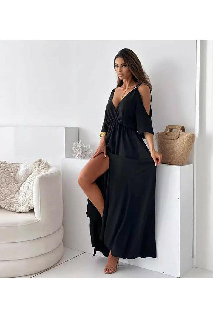 Billie - Trendy Slit Skirt V-Neck Maxi Dress