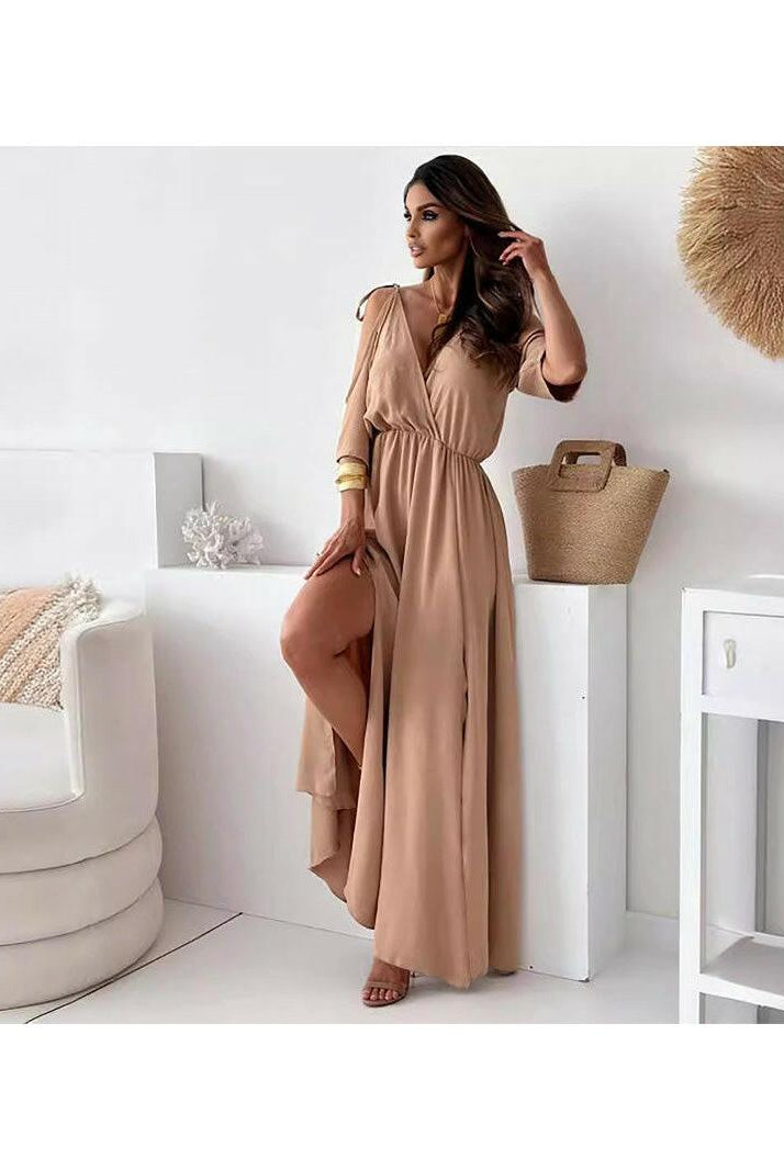 Billie - Trendy Slit Skirt V-Neck Maxi Dress