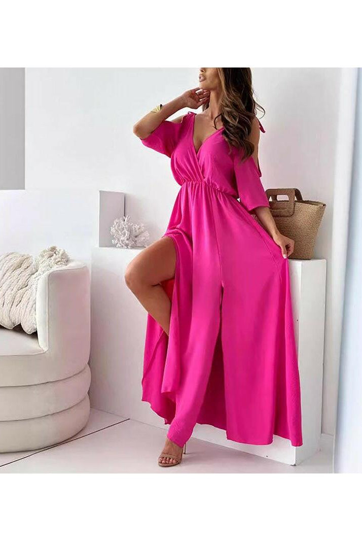 Billie - Trendy Slit Skirt V-Neck Maxi Dress