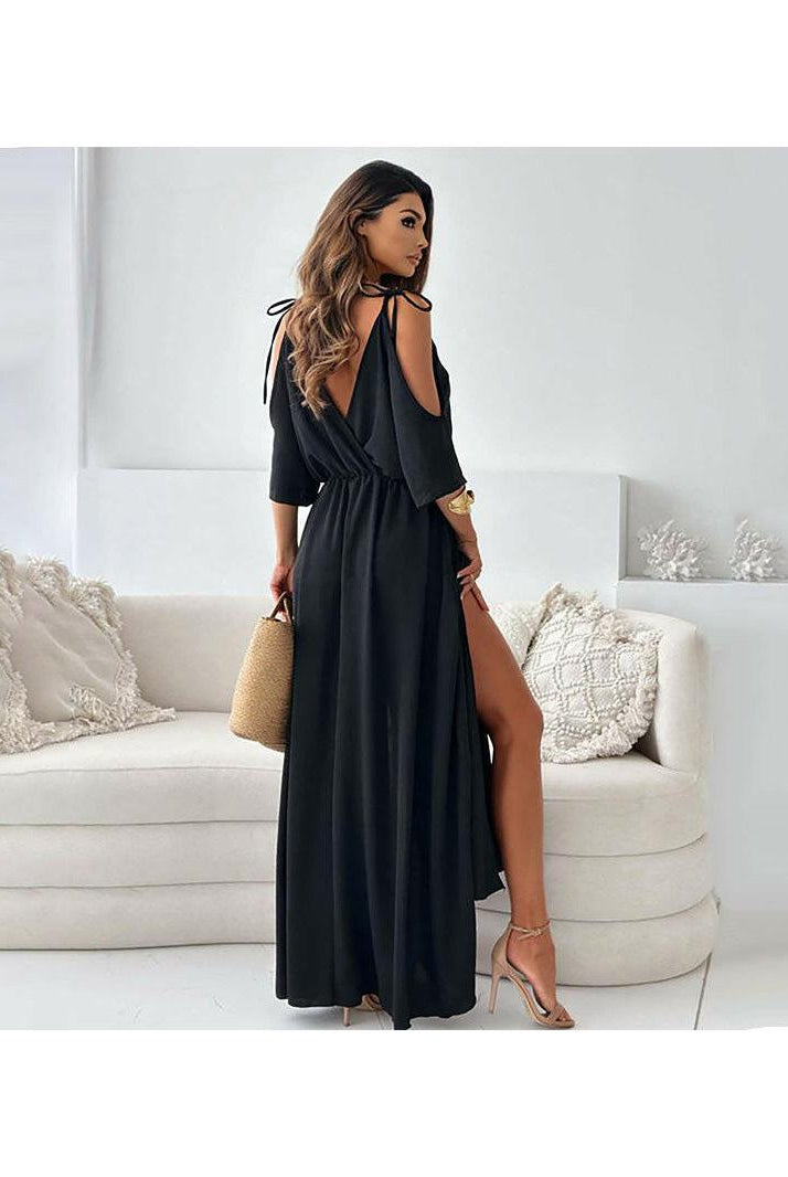 Billie - Trendy Slit Skirt V-Neck Maxi Dress