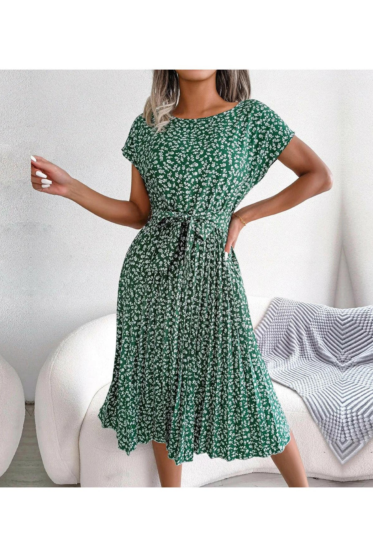 Anabelle™ - Floral Pleated Midi Dress