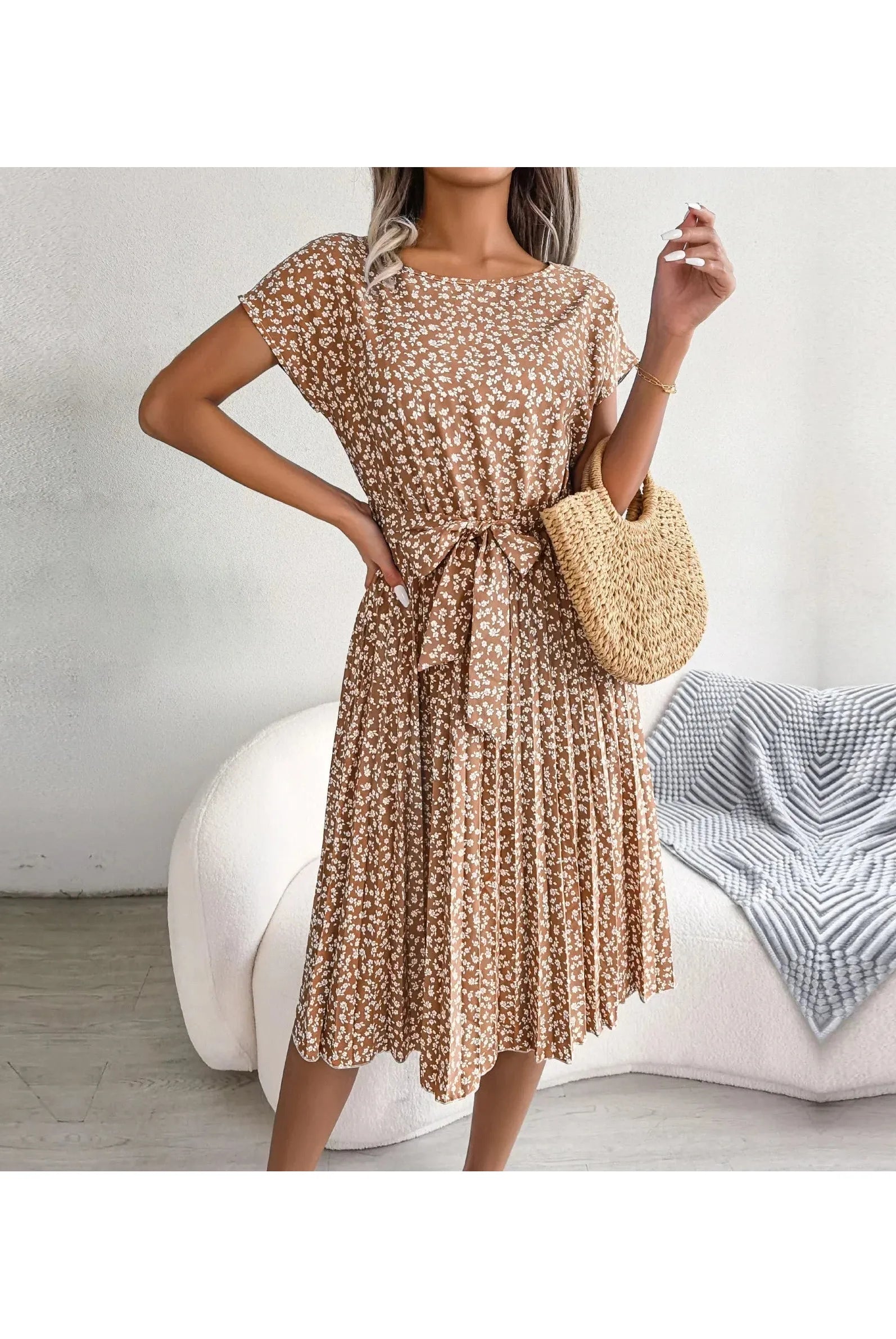 Anabelle™ - Floral Pleated Midi Dress