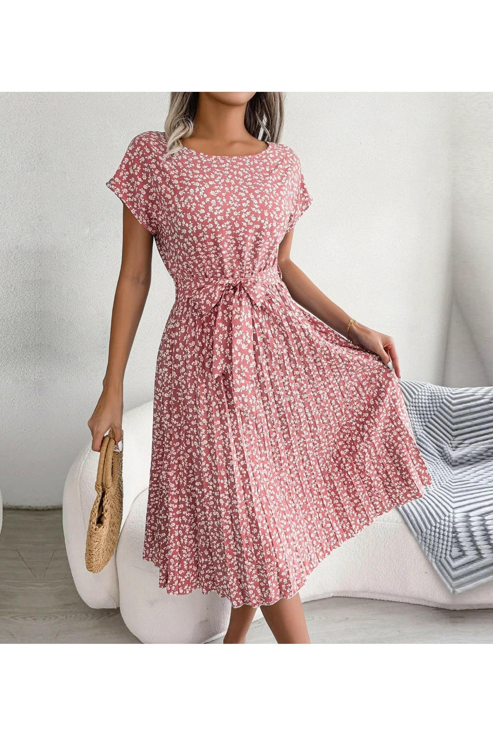 Anabelle™ - Floral Pleated Midi Dress