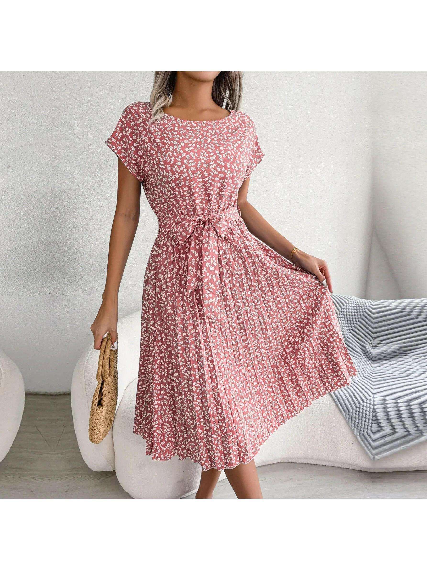 Anabelle™ - Floral Pleated Midi Dress