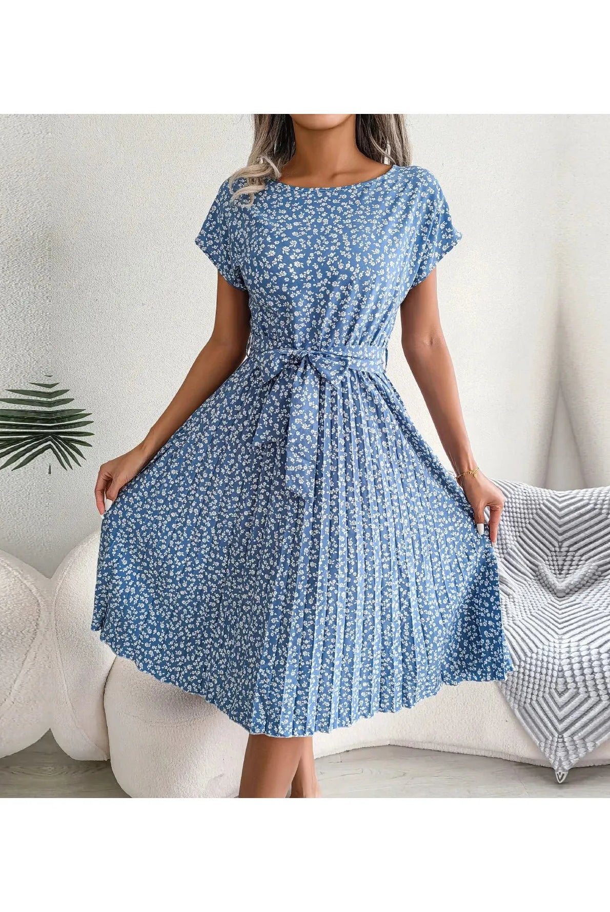 Anabelle™ - Floral Pleated Midi Dress