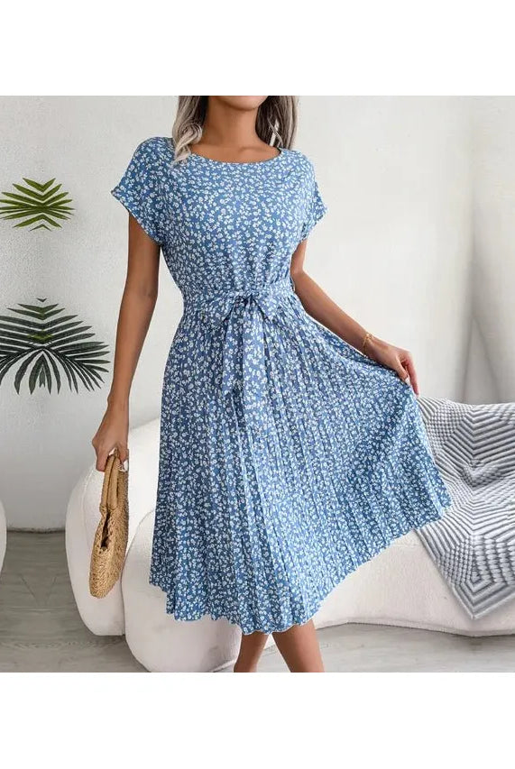 Anabelle™ - Floral Pleated Midi Dress