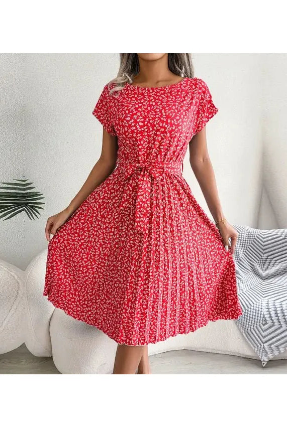 Anabelle™ - Floral Pleated Midi Dress