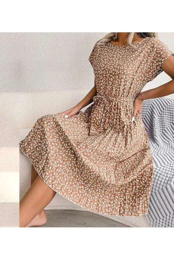 Anabelle™ - Floral Pleated Midi Dress