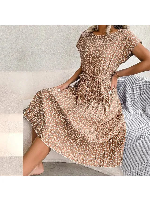 Anabelle™ - Floral Pleated Midi Dress