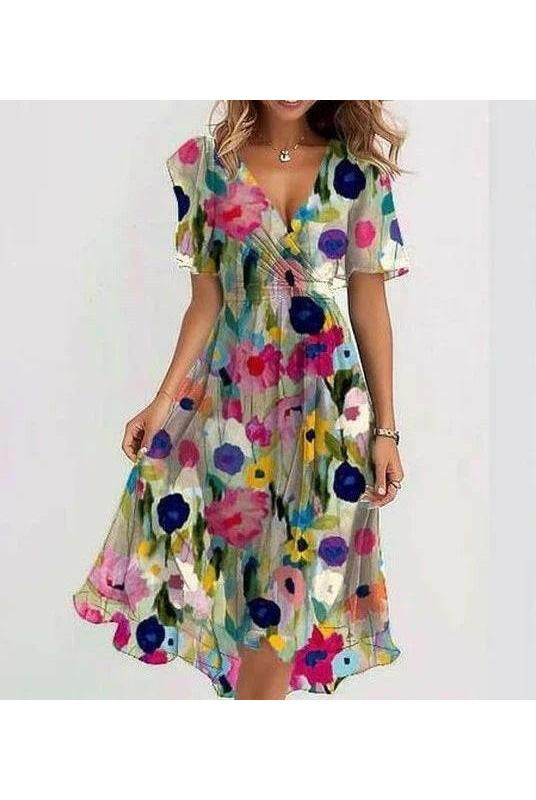 Liza™ - Vibrant Abstract Midi Dress