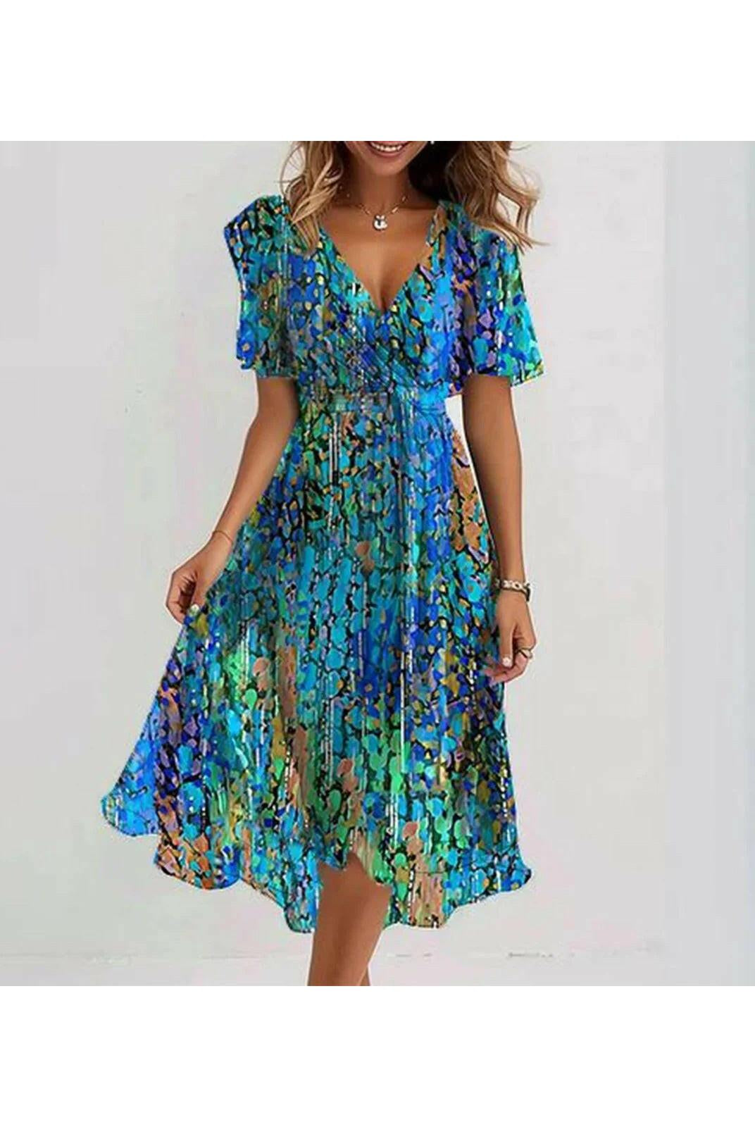 Liza™ - Vibrant Abstract Midi Dress