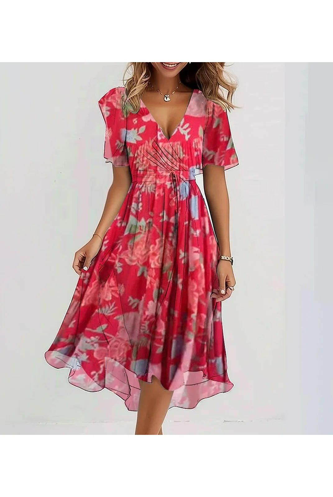 Liza™ - Vibrant Abstract Midi Dress