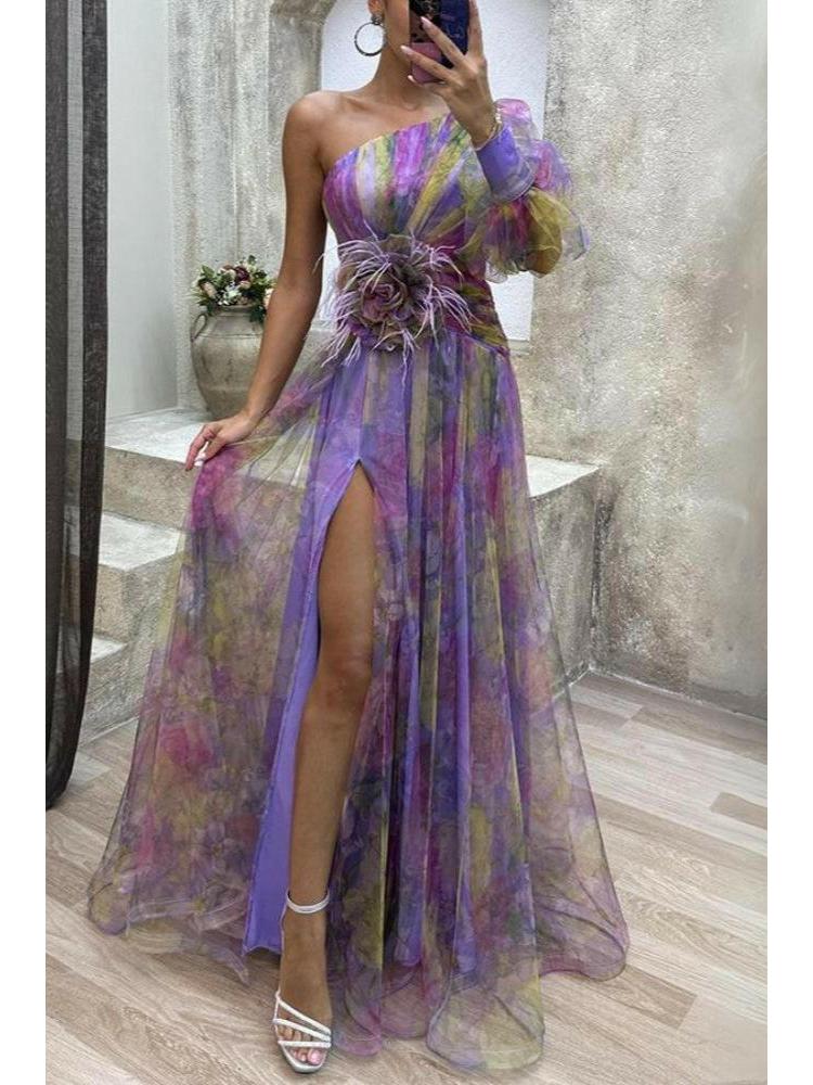 KAYLA™ - One-Shoulder Floral Maxi Dress