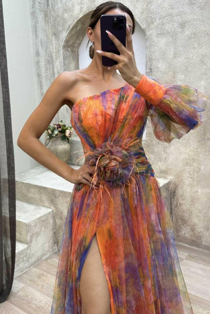 KAYLA™ - One-Shoulder Floral Maxi Dress