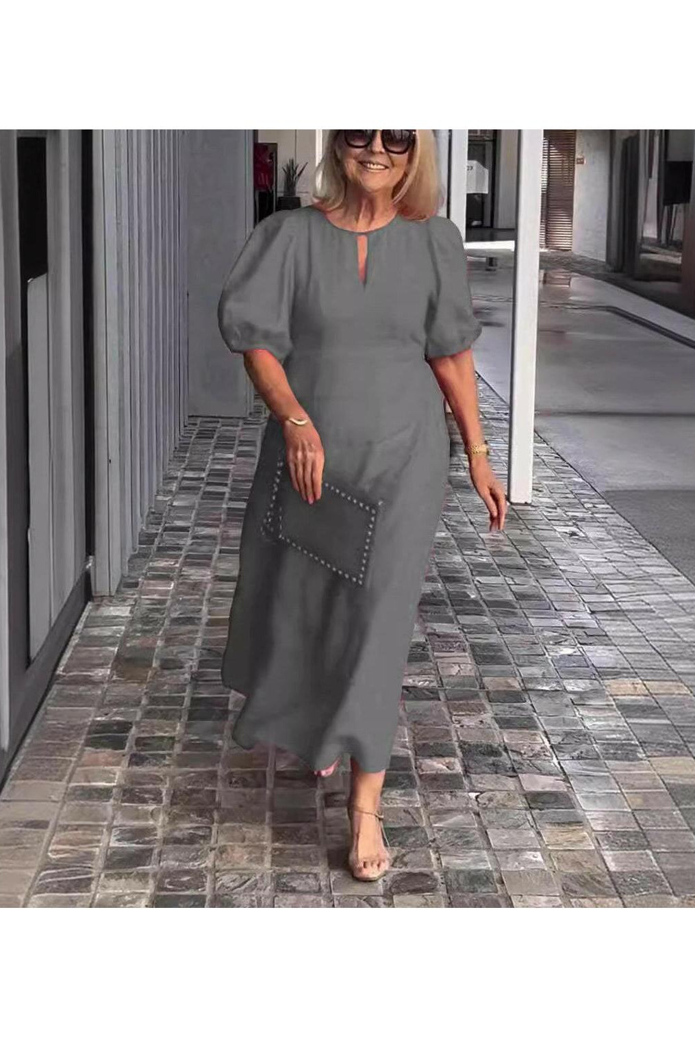 Carla™ - Elegant Puff-Sleeve Dress