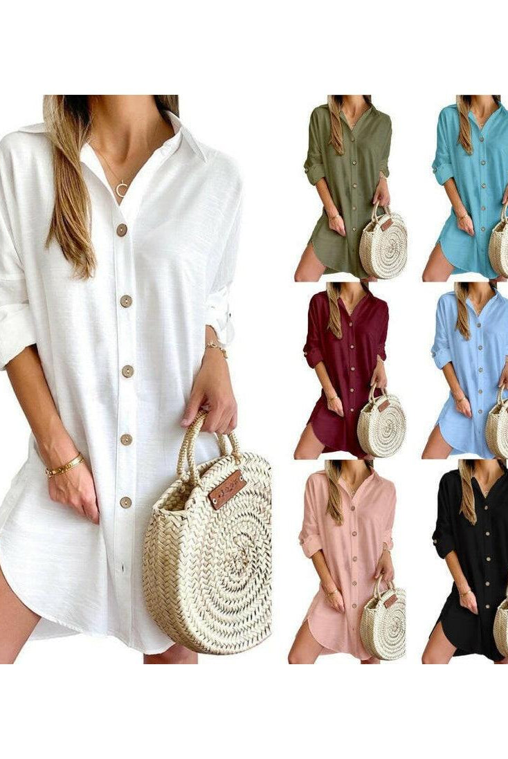 Cassy™ - Button-Up Shirt Dress