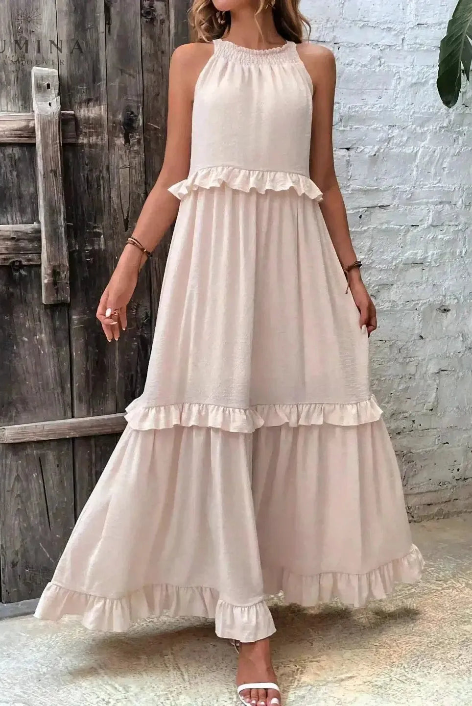 Lorena - Halterneck Dress With Ruffles and Pockets