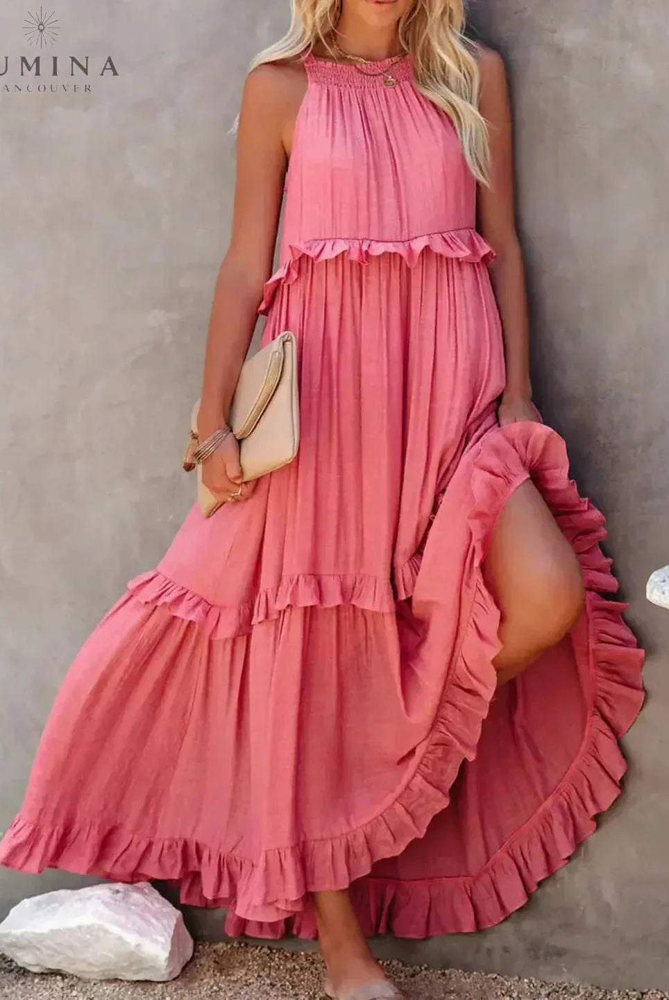 Lorena - Halterneck Dress With Ruffles and Pockets