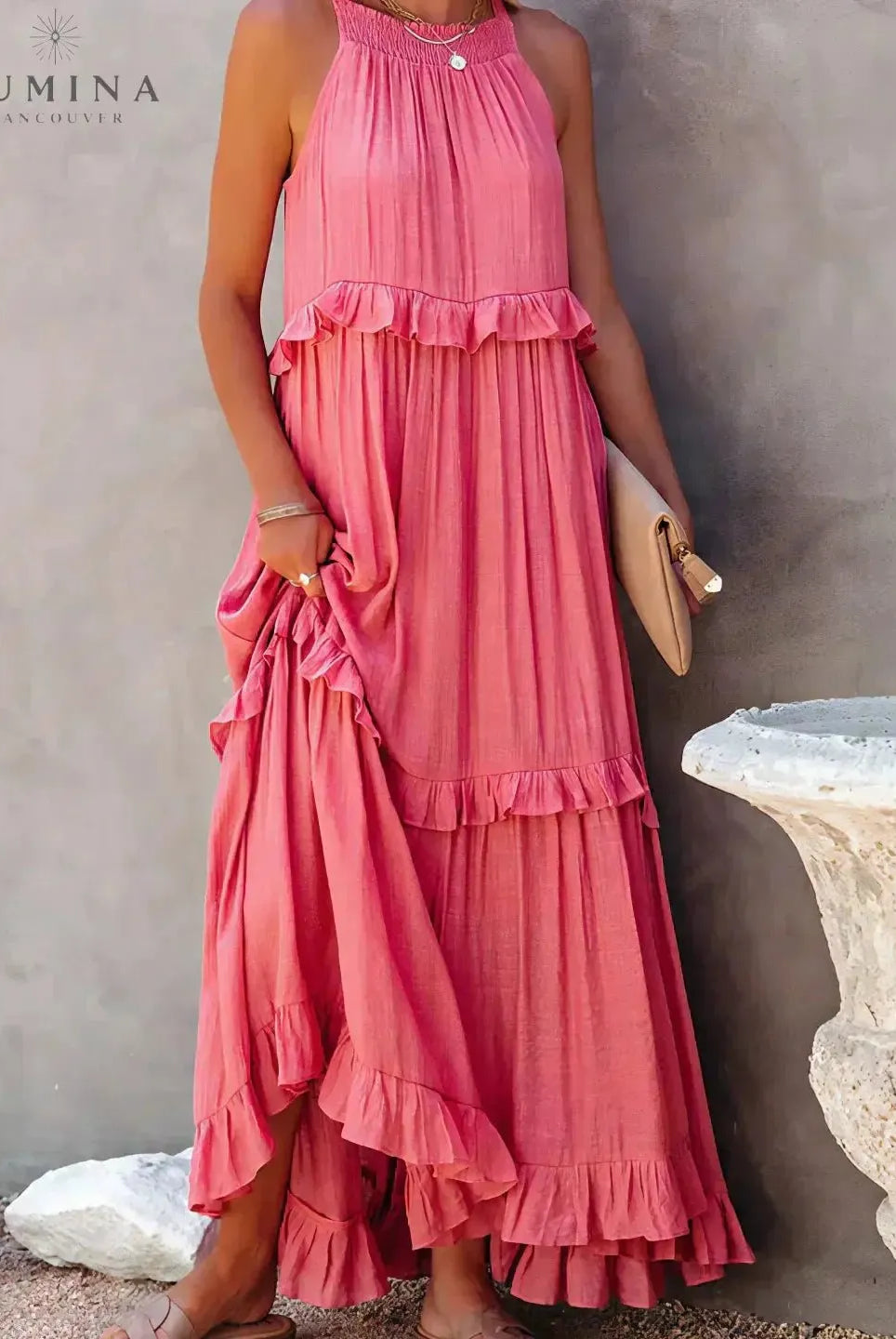 Lorena - Halterneck Dress With Ruffles and Pockets