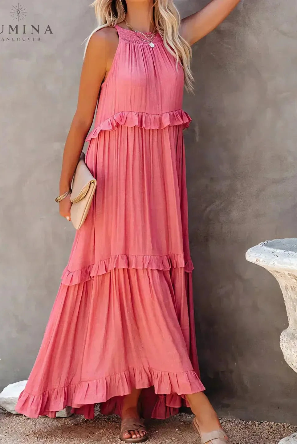 Lorena - Halterneck Dress With Ruffles and Pockets