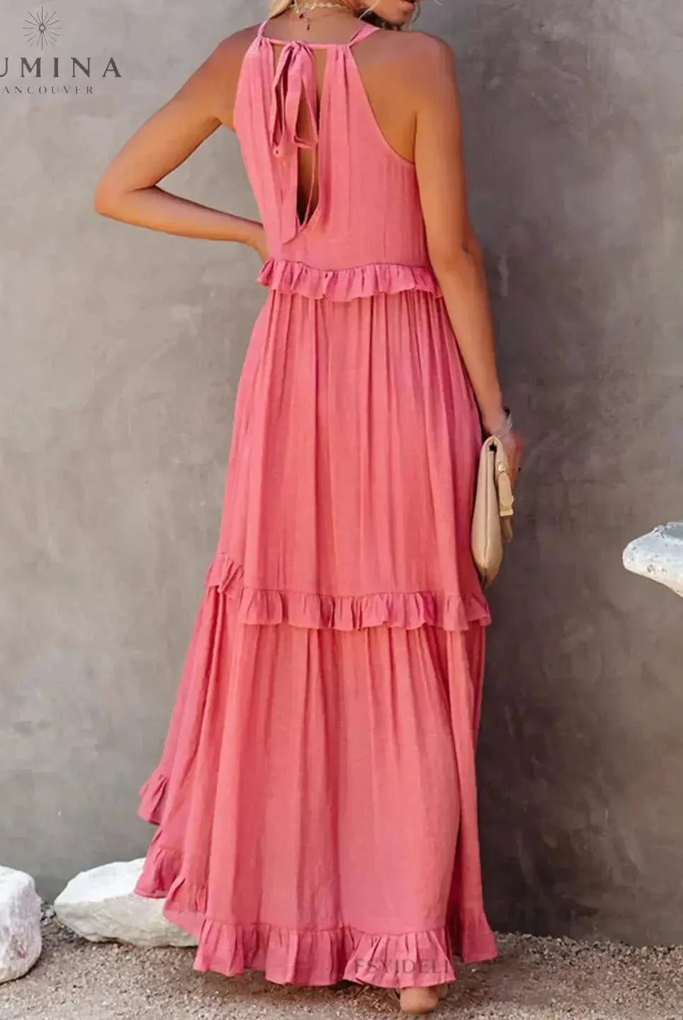 Lorena - Halterneck Dress With Ruffles and Pockets