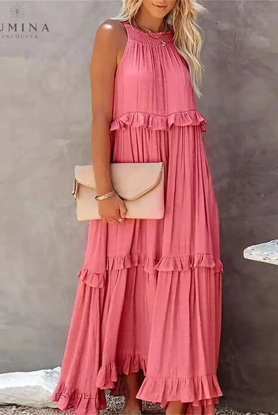 Lorena - Halterneck Dress With Ruffles and Pockets