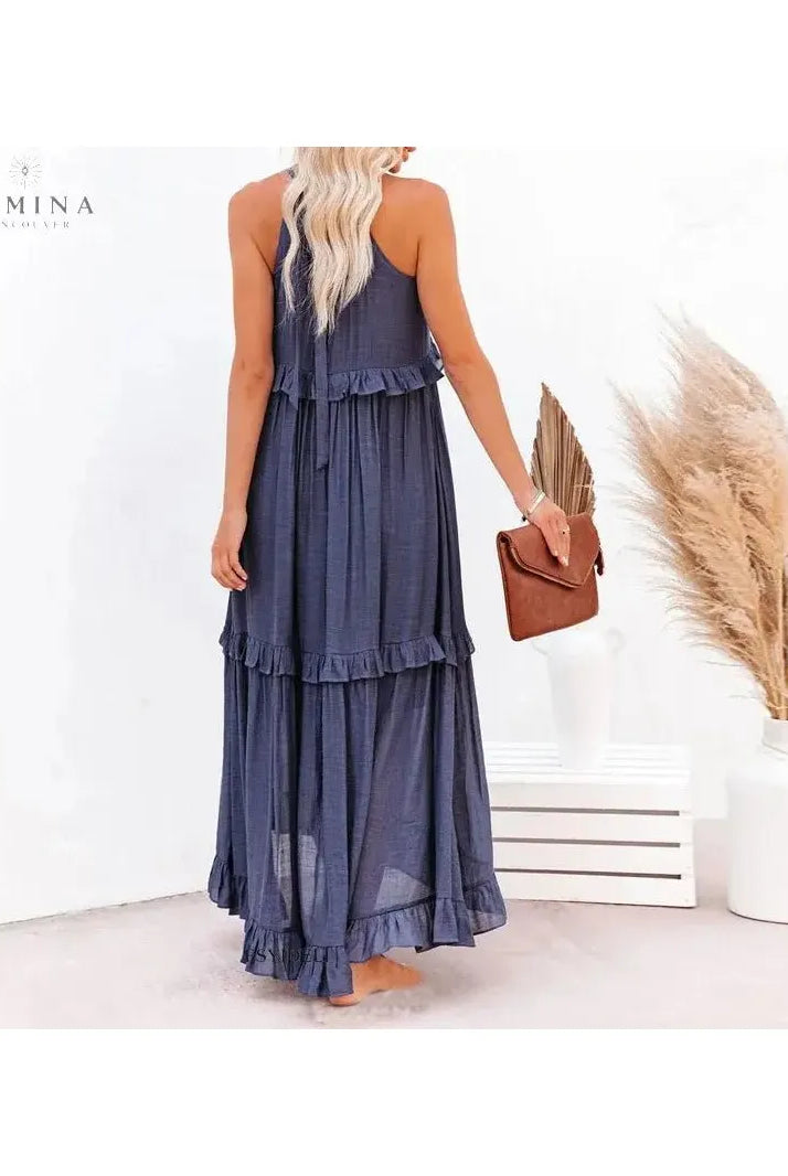 Lorena - Halterneck Dress With Ruffles and Pockets