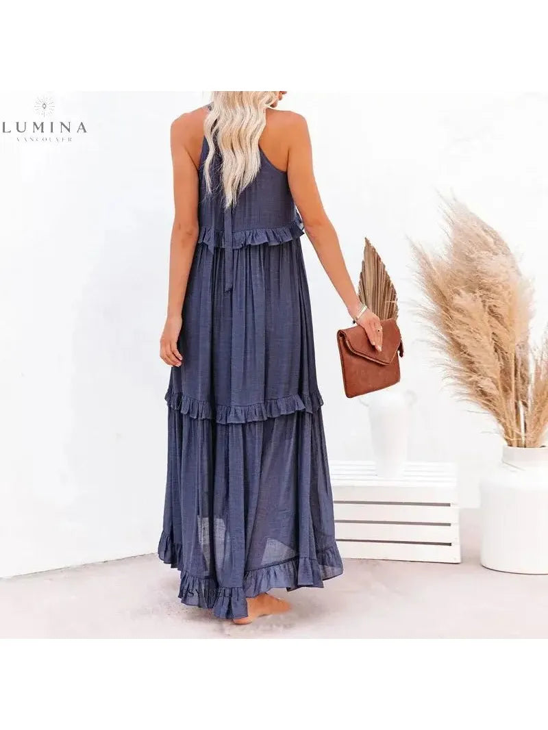 Lorena - Halterneck Dress With Ruffles and Pockets