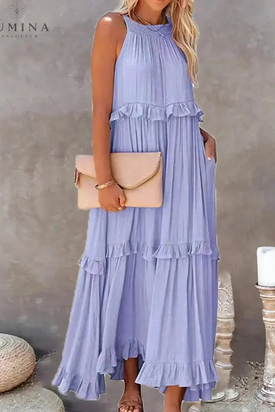 Lorena - Halterneck Dress With Ruffles and Pockets