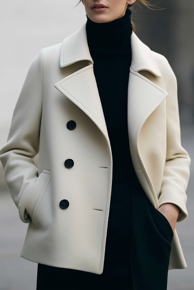 Ivory | Short Double-Breasted Coat - Lumina Vancouver - Lumina Vancouver